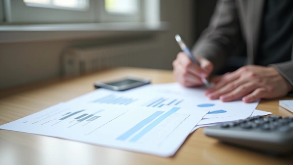 Personne examinant documents financiers et feuilles de budget à son bureau